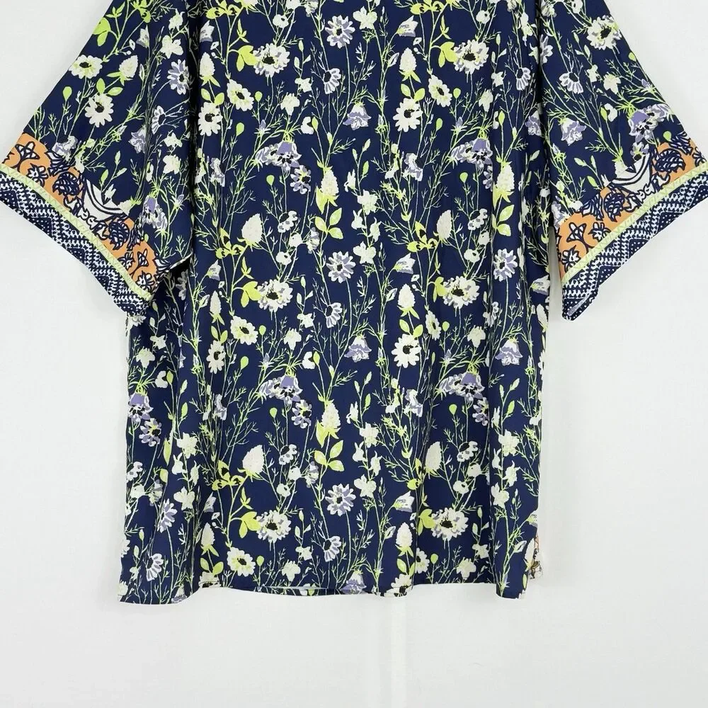 Norecoora Peasant BOHO Floral V-Neck Short Sleeve Top Blouse Size XL - Picture 7 of 15